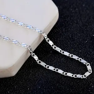 High-grade European Style Flat Necklace with 2mm Chain 16-24 Inches for Women's Daily Wedding Party Wearing Gift, 2D Flat