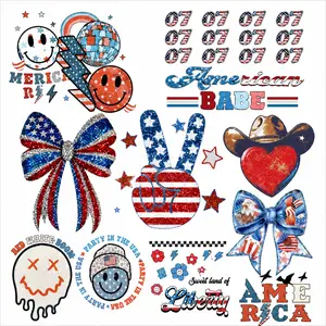 America 1 | 11 Full Size Patriotic DTF Transfers Gang Sheet | America USA Ready to Press Heat Transfers | 22x60 Pre-Made Fourth of July Independence Day DTF Transfer Bundle for Shirts, Tumblers, Tote Bags & Crafts
