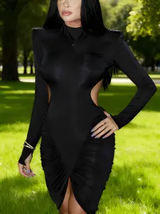 Fashion Sexy Night Club Bodycon Dress, Elegant Fit Dress, Hollow Out Design, Slim Fit, Sleeveless Backless Long Dress for Women