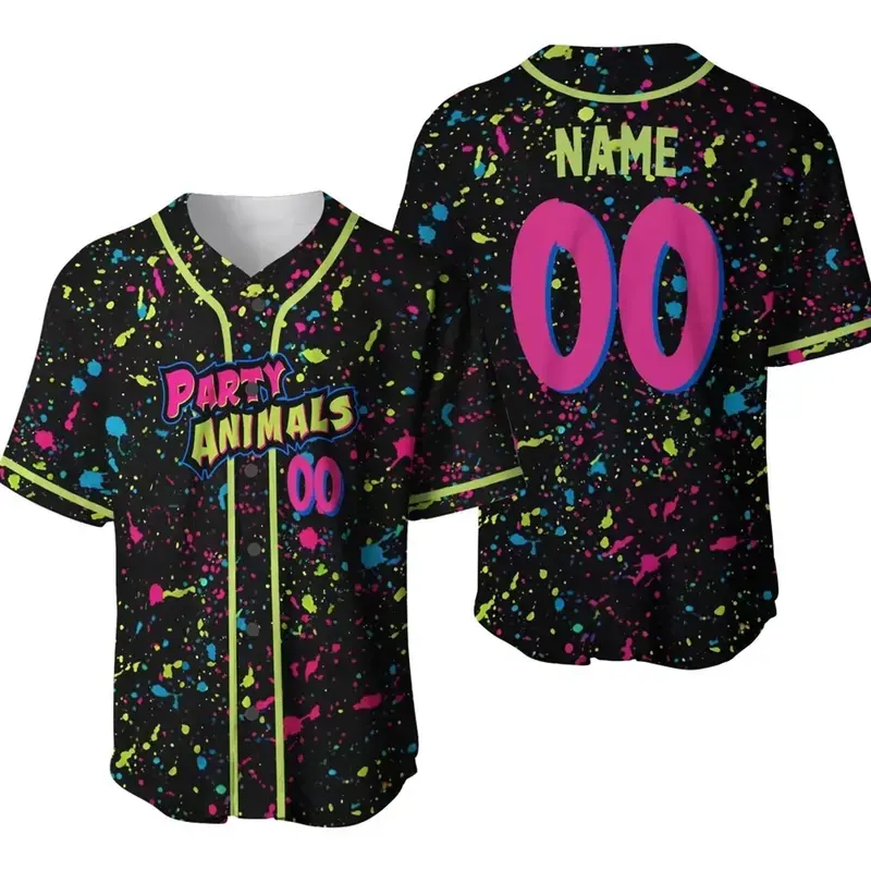 Custom Name & Number Monkey Baseball Jersey, Party Animals Graphic Shirt, Personalized Casual Jersey for Men Women