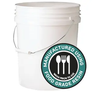 5 gal. 70mil Food Safe Bucket White (2 Packs )