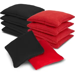 Sports & Outdoor Cornhole Bags - 8 PCS Bean Bags for Cornhole, 4 Black & 4 Red, 1.6 Ounces Each, Ideal for Tossing, Games, Outdoor, Weddings, Sports, Parties