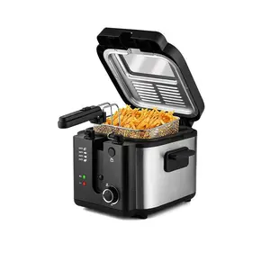 SUSTEAS 1500W Household Deep Fryer – 1.5QT/2.6QT, Adjustable Temp, Fast Heating, Removable Lid & Easy-Clean (Springtok)