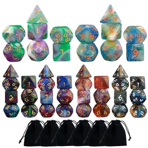 Dice Set, 42pcs/set Glitter Dice with 6 Storage Bag, Polyhedral Dice Set, DND Role Playing Game Dice, Party Game Props, Fun Game Supplies for Party, Festival
