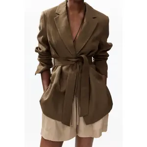 H&M Textured-weave tie-belt blazer