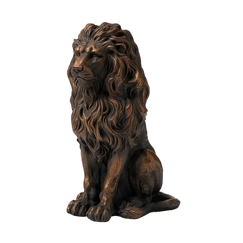1pc Classic Resin Lion Statue, 20.67" Large Sitting Lion Sculpture, Animal Theme Outdoor Decor, Floor Standing Garden Ornament for Thanksgiving, No Power Needed