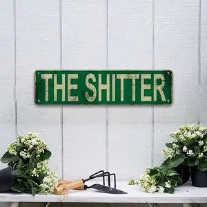 The Shitter Letter Pattern Vintage Metal Sign, Funny Street Sign, Wall Decor for Home Bar Cafe Shop House Pub Yard Garage, Home Decor Signage Humorous
