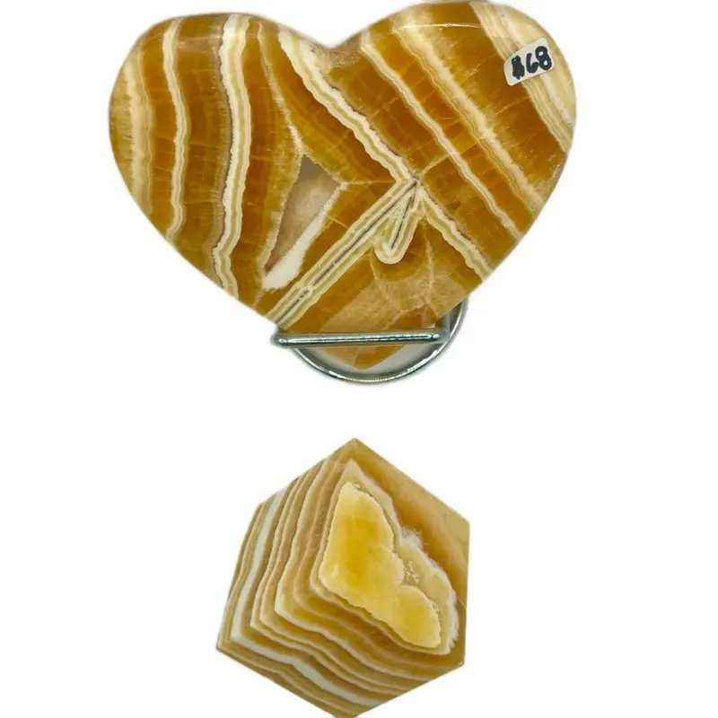 Honey Calcite Heart and cube bundle