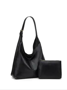 Women's Casual Hobo Handbag Set, Large Capacity Plain Design, Adjustable Strap, Perfect for Shopping & Daily Use, Fashionable Shoulder Bag