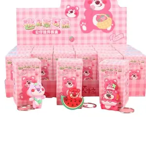 24 Piece Strawberry Bear Plush Keychain Pendant Prize Children Gift Small Present, Cute Stuffed Toy Accessory for Kids