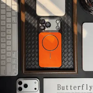 Phone Case: Suitable for iPhone 17 Pro Max 16/15/14PROMAX/13Phone Case Denim Texture Magnetic Thin Ring Electroplated Apple 16 Premium Protective Cover