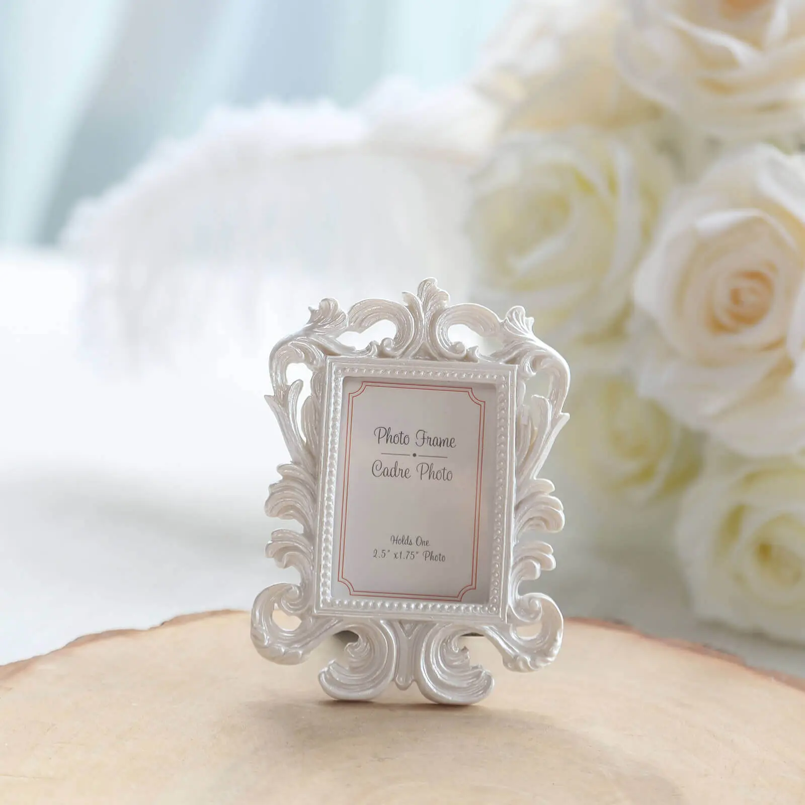 4-Pack White Resin Vintage Baroque Rectangular Mini Frames - 4"x3" Home Decor Frames with Tabletop Easel for Wedding Place Card Holders, Baby Shower, Housewarming, Decorations for Room
