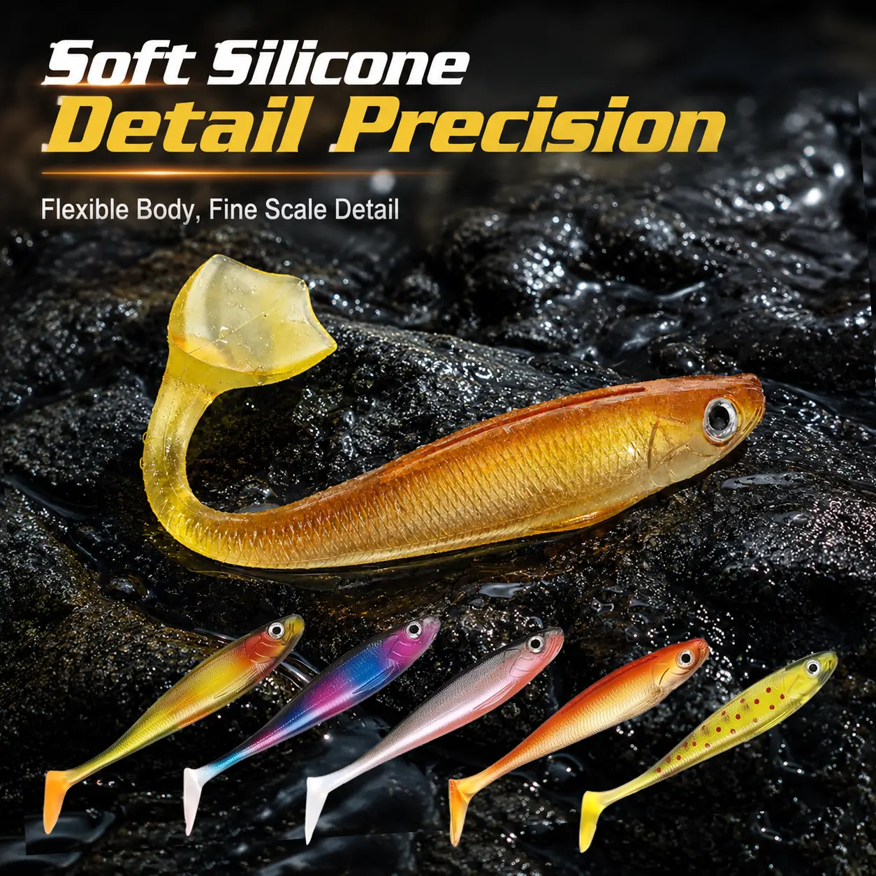 20Pcs Soft Plastic Swimbaits - 3.5" Artificial Lures with Life-Like Motion, Slow Sinking Fish Shaped Baits for Bass, Multi-Fish Use Drop Shot Rigs