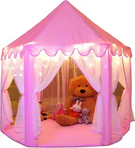 Princess Tent for Girls Large Playhouse Kids Play House Castle Play Tent with Star Lights for Children Indoor and Outdoor Games