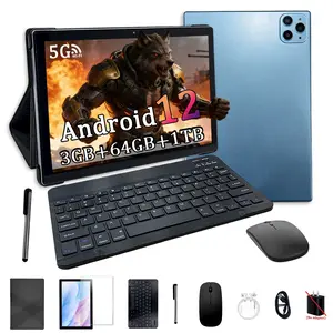 10.1" Adult Android Tablet with Octa-Core Processor: Dual Cameras, Shockproof Dustproof Silicone Protective Case, Business, Office & Entertainment, Lightweight Portable with 5G WiFi,  Work & Travel, Great Gift for Colleagues (No Charger)