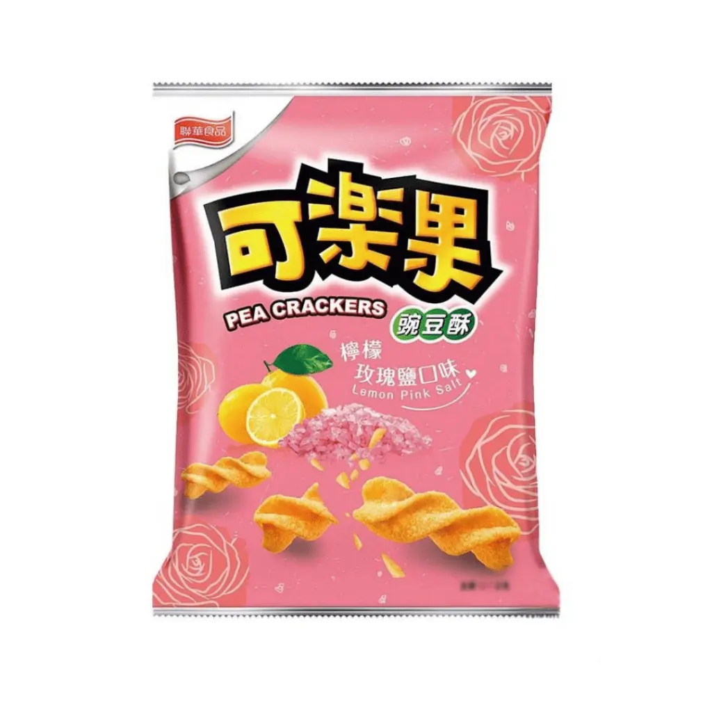 Koloko Pea Crackers - Lemon Himalayan Pink Salt Flavor, 48g Ambient Snacks, 40% Peas Content, Bitesized Refreshing and Addictive Factory-Packaged Crisps