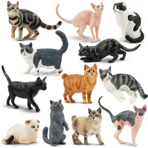 12PCS Realistic Plastic Cat Figurines Kitten Toys Cat Cake Toppers Halloween Christmas Birthday Gift for Kids & Children