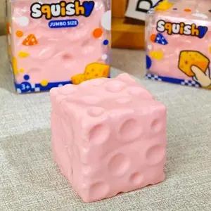 Squishy Cheese Block - Yellow/Pink Realistic Ultra-Soft Non-Rebound ASMR Sensory Fidget Stress-Relief Toy for Kids Adults l Viral Stress Ball Glutinous