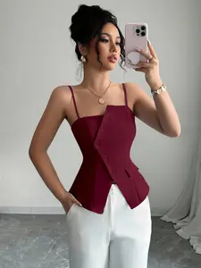2026 New Asymmetrical Design Halter Top, Stylish Versatile Commuter Casual Slimming Waist Vest, Perfect for Daily Wear
