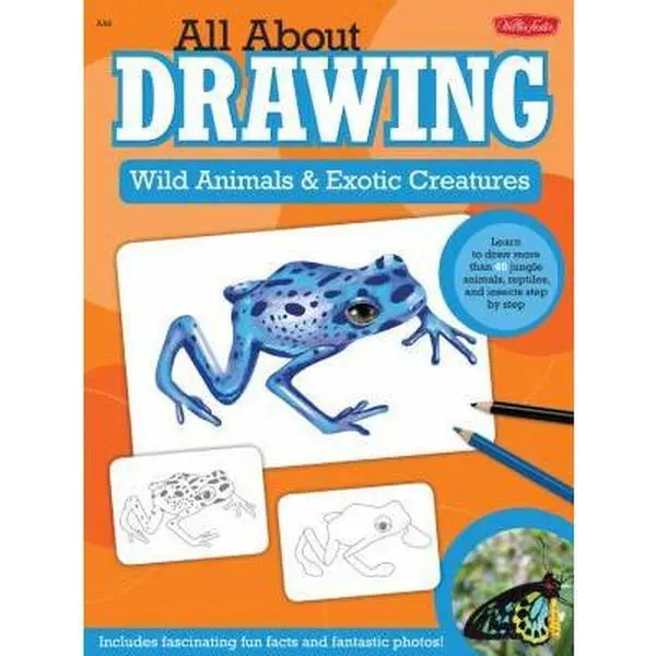 USED Book - All about Drawing Wild Animals & Exotic Creatures: Learn to Draw 40 Jungle Animals, Reptiles, and Insects Step by Step by Walter Foster Creative Team (Paperback) - english