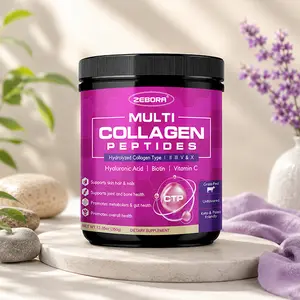 Multi Collagen Peptides Powder - Hydrolyzed Collagen Types I II III V X with Hyaluronic Acid Biotin & Vitamin C - Supports Skin Hair Nails & Joints - Non-GMO Unflavored Keto Friendly