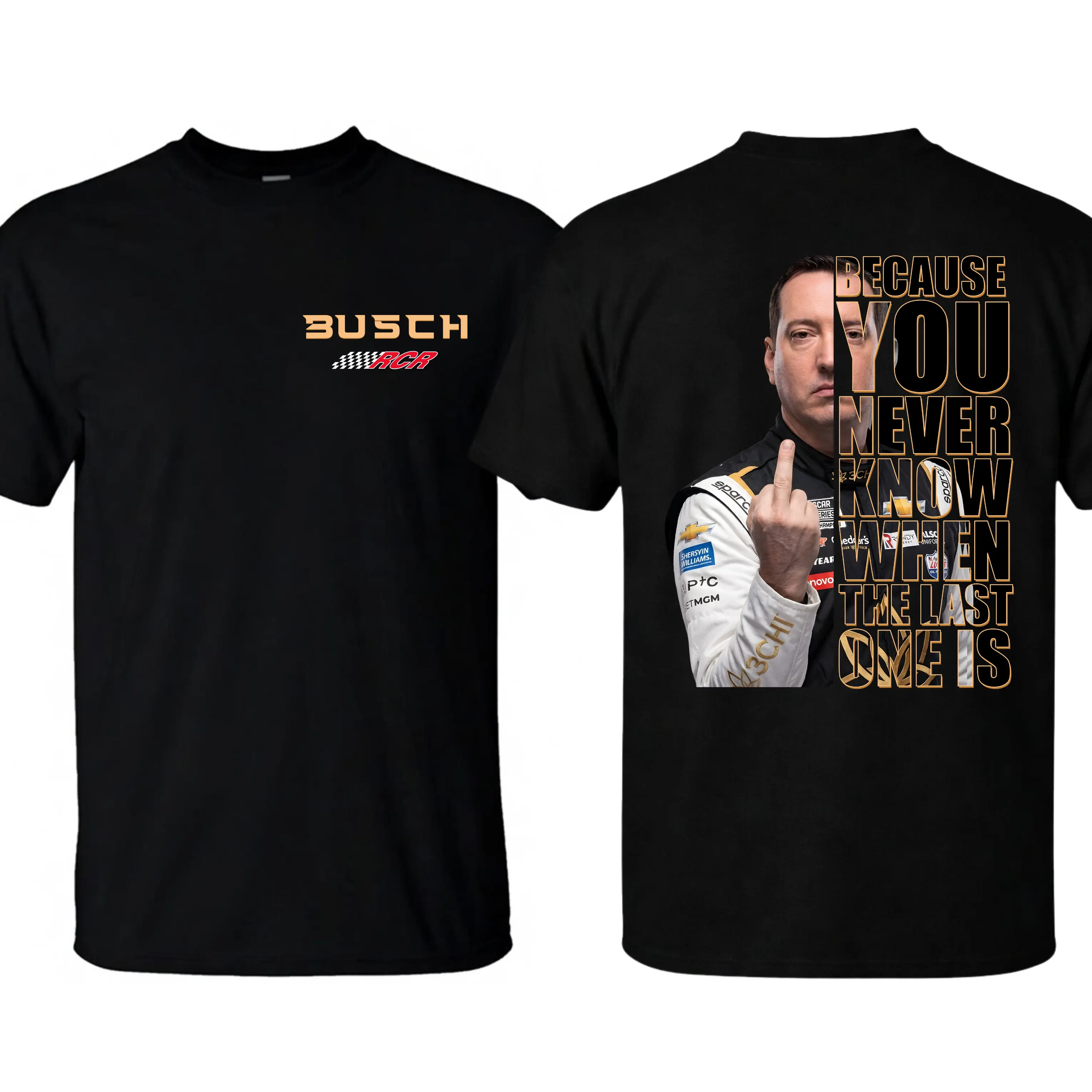 Women's Kyle Busch Tribute Short-Sleeve T-Shirt - Menswear-Inspired Relaxed Fit Casual Fabric NASCAR Legend Memorial Top (RIP Rowdy, Because You Never Know When The Last One Is), Shortsleeve, Cotton