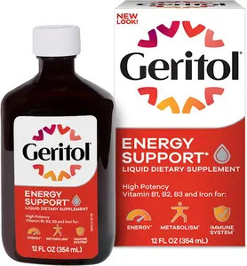 Geritol Liquid Vitamin and Rich Iron Supplement 12 Oz , Rich Energy Support for Working Man and Women, Contains High Potency B-Vitamins Iron, Pleasant Taste, Non-GMO