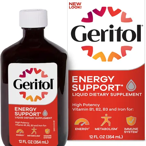 Geritol Liquid Vitamin and Rich Iron Supplement 12 Oz , Rich Energy Support for Working Man and Women, Contains High Potency B-Vitamins Iron, Pleasant Taste, Non-GMO