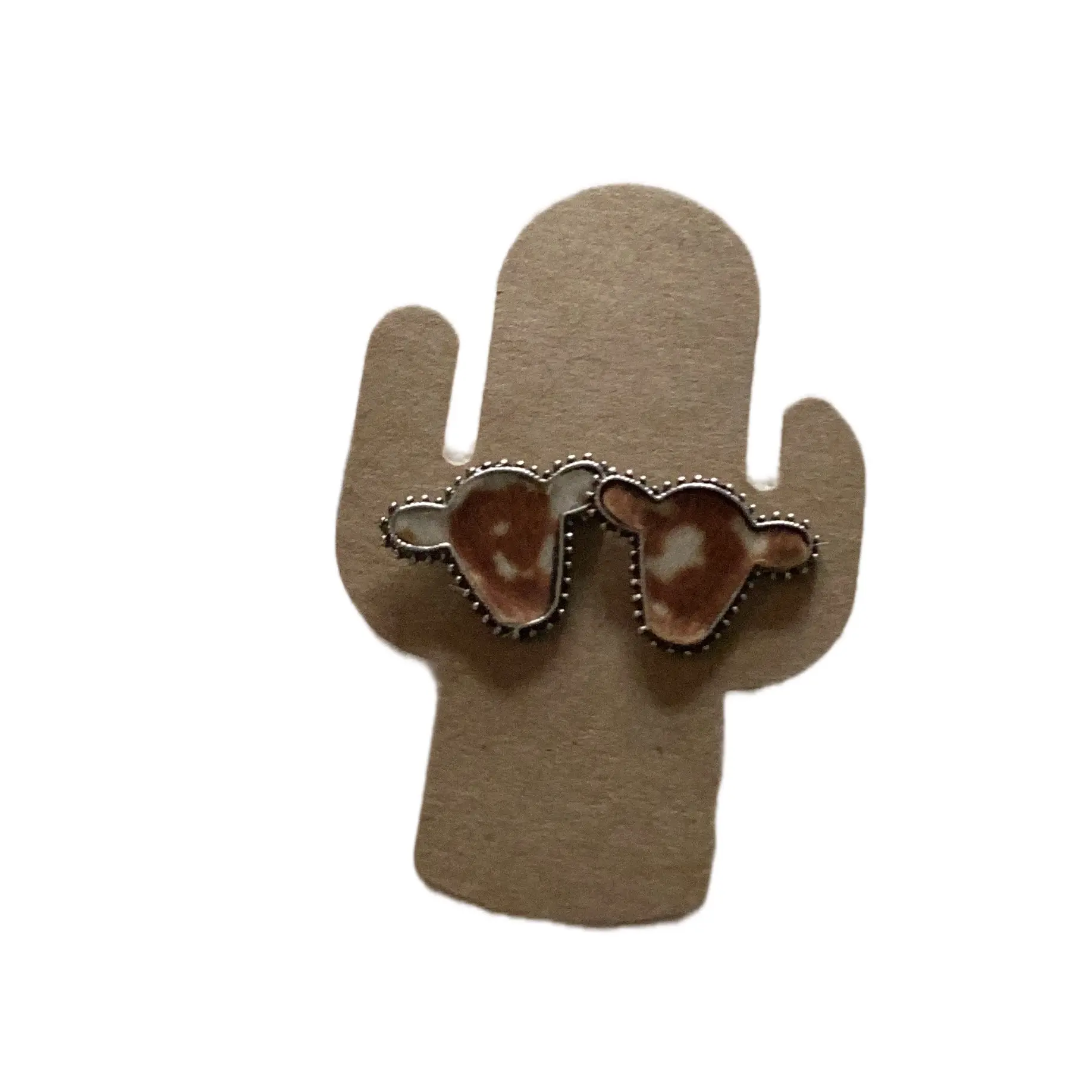 Brown Cowhide Heifer Western Retro Earrings - Women's Jewelry