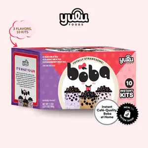 YULU FOODS Instant Boba Milk Tea Kit – Variety Pack with Brown Sugar Tapioca Pearls, 10 Drink Set