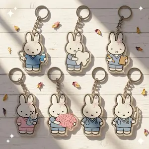 Funny Bunny Rabbit Sparkly Retractable Keychain Cute Engineer Matcha Rx Pharmacy Scrubs Acrylic For Nurse Tech Student Gift