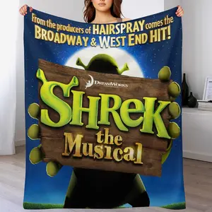 Soft Anime Shrek Flannel Blanket for Adults - Cozy Cartoon Throw Blanket for Bed, Couch, Sofa - Machine Washable Anti-Shrink Flannel Blanket - Perfect Gift for Christmas, Birthday