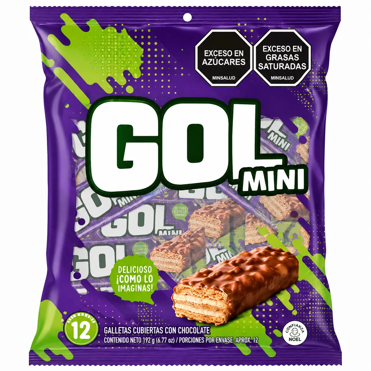 GOL Mini - 12 Count Chocolate-Covered Cookies - Excess in Sugars & Saturated Fats - Delicious as Imagined - 192g