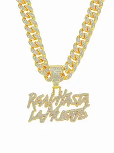 Rhinestone Decorated Necklace with Exaggerated Letter Pendant, Fashion Jewelry for Party, Daily Clothing Decor, Trendy All-match & Exquisite Jewelry for Birthday Gift, Necklace Initial