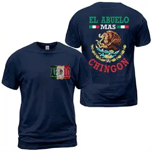 El Abuelo Más Chingón Mexican Eagle T-Shirt, El Abuelo Mexico Flag Front Chest Print, Eagle Crest Back Graphic Tee, Latino Grandpa Pride Outfit, Soft Cotton Tee Gift For Grandpa, Dad and Men