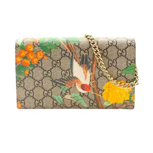 Pre-owned GUCCI Cotton Crossbody Bags GG Supreme Monogram Tian Wallet On Chain