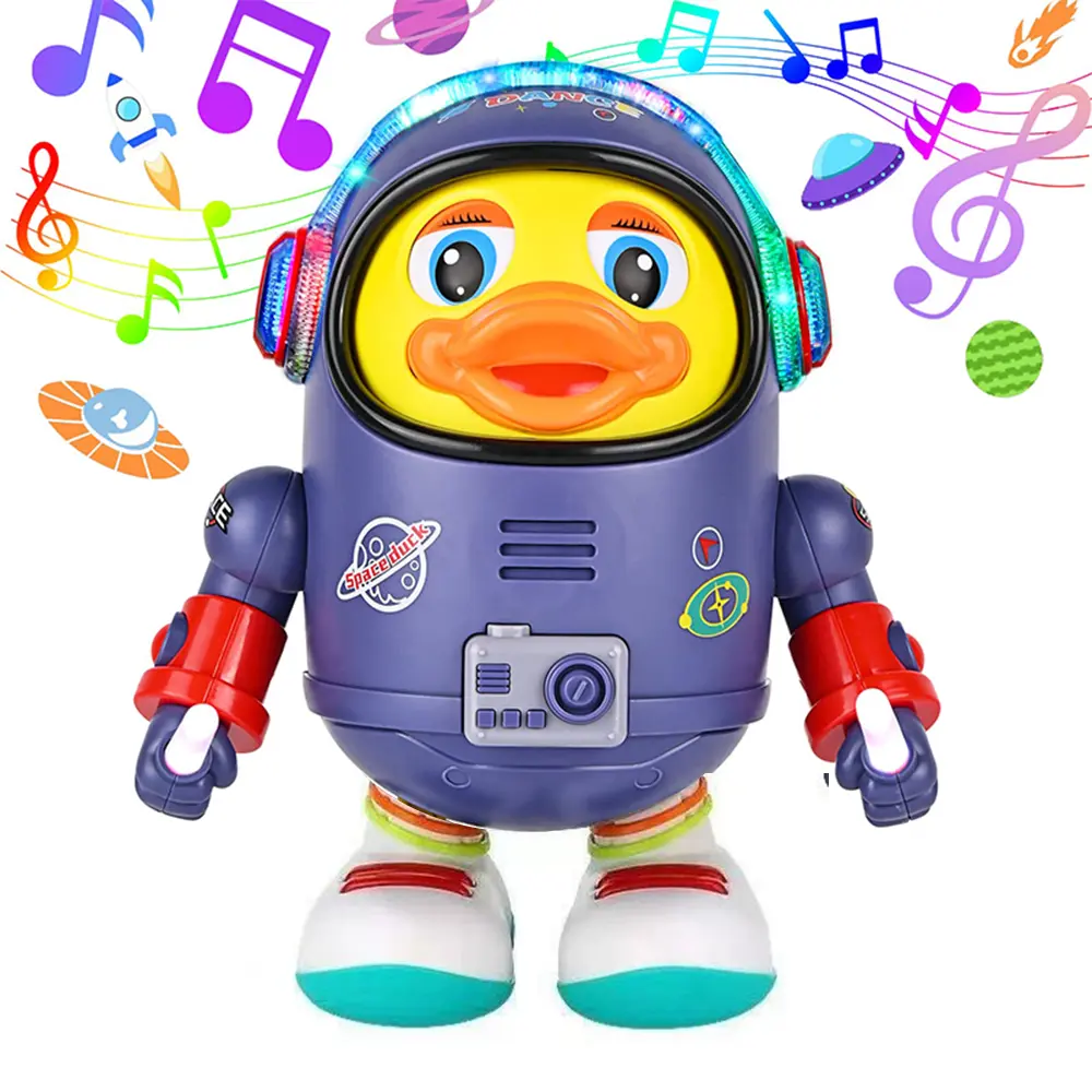 Baby Duck Musical Interactive Toy, Electric Dancing Robot with Lights & Sounds, Space Themed Early Education Toy for Infants, Kids Holiday Gifts