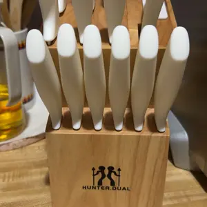 Knife Set,15 Pcs Kitchen Knife Set with Block Self Sharpening, Dishwasher Safe, Anti-slip Handle (Beige)