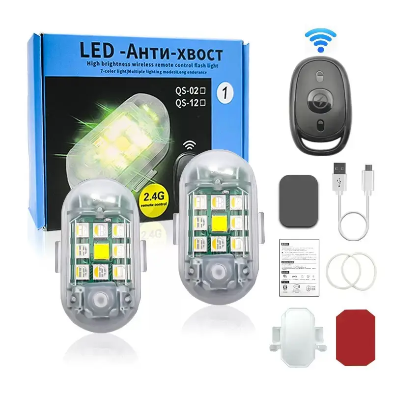RGB LED Strobe Navigation Light - Wireless Remote Controlled, Waterproof Signal Lamp with Long-Lasting Batteries, USB Port, Universal Tail Warning Accessory for Car, Cycling, Drones (LED Light Included)