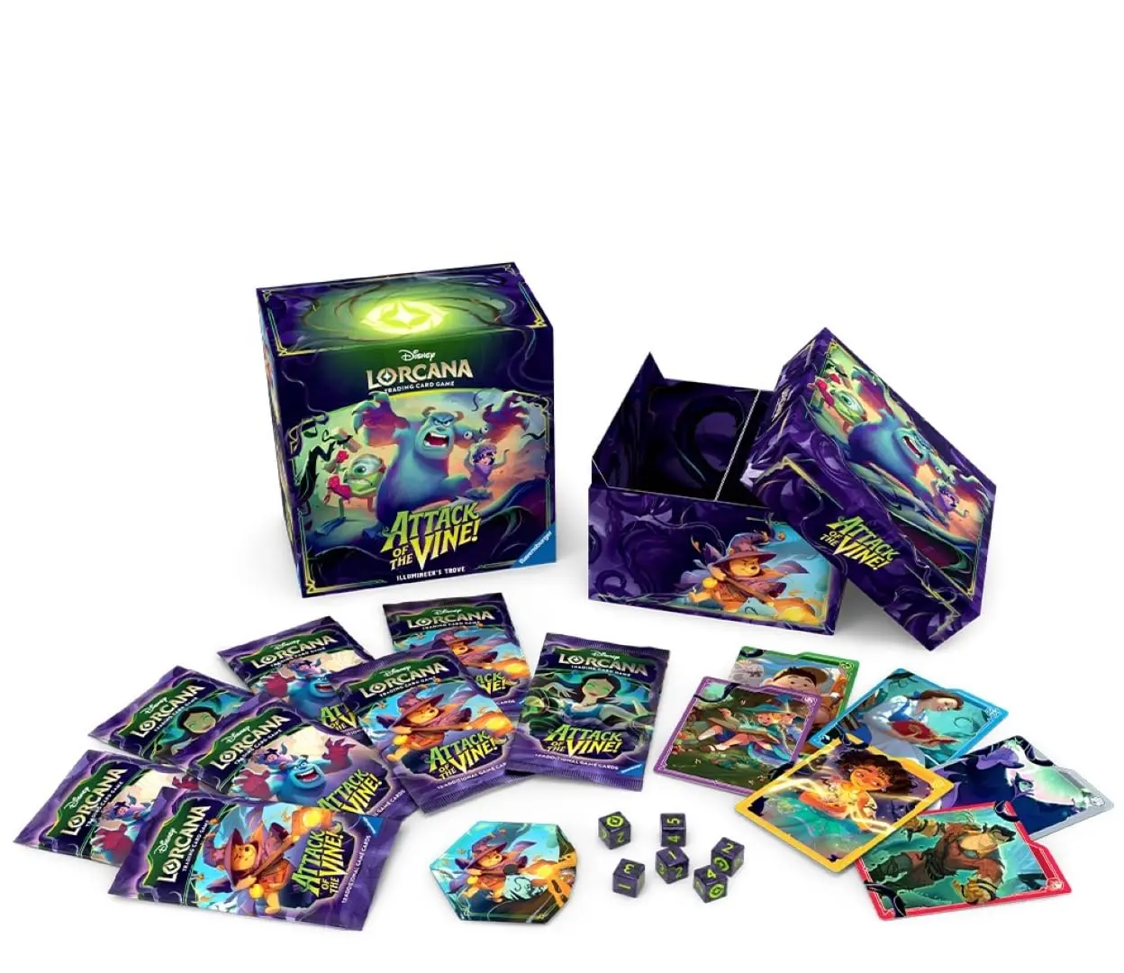 Ravensburger Disney Lorcana TCG: Attack of the Vine! Illumineer's Trove for Ages 8 and Up - Secure Card Storage - Includes 8 Booster Packs, Damage Counter Dice, Card Dividers - Original Disney Artwork