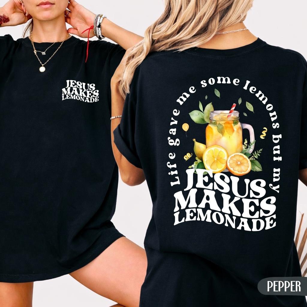 Life Gave Me Lemons T-Shirt, Retro Faith Message Graphic, Christian Inspirational Style, Soft Cotton, Made In USA, For Youth & Adult