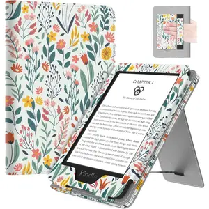P-PCS02    Case Fits All-New 6" Kindle (11th Generation, 2024/2022 Release)(10/8th Gen,2019/2016), Ultra Lightweight PU Shell Cover with Auto Wake/Sleep for Kindle 2024, Flowers