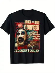 A Father's Day Men Clothes.Shirt Men Father's Day A FatherRob Zombie Captain Spaulding Museum Men's-Shirt - Plus Size, L-5XL|     Vintage Horror Movie Graphic Print|    % Cotton, Short Sleeve, Round Neck|     Casual & Comfortable Fit All Seasons, Casual W