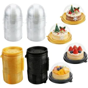 100 Pcs Dessert Baking Paper Cups Dome Transparent Paper Cups Muffin Pods Dome Transparent Plastic Mini Paper Cups Cake Box Muffin Single Container Box Birthday Gift Cheese Pastry Dessert Moon Cake Cookies Paper Cups