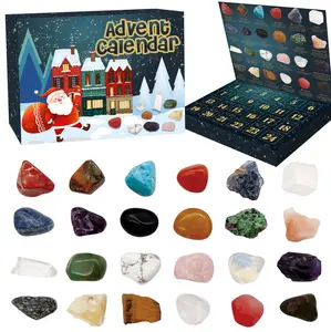 Advent Calendar 2024 Christmas - 24 Days Natural Rock Crystal Gemstone Christmas Countdown Calendar for Boys Girls Geology Stone Learning Collection Birthday Christmas Gift Toy for Kid Teen Adult