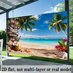 Tropical Hawaiian Beach Theme Party Background Decoration, Polyester Banner Decor, Home Room Wall Decor, Photo Prop, Uk