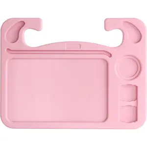 4 in 1  Steering Wheel Tray with Dual Sauce Dip Holder and Tablet Holder, Table  Trays for Eating,Driver Desk Fit  Auto  Steering Wheels (Pink, Large)