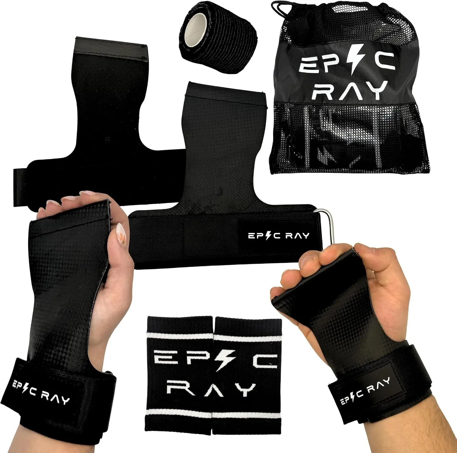 Microfiber Gymnastics Grips for Cross Training & Calisthenics Hand Grips Kit with Wrist Wraps & Thumb Tape for Men and Women