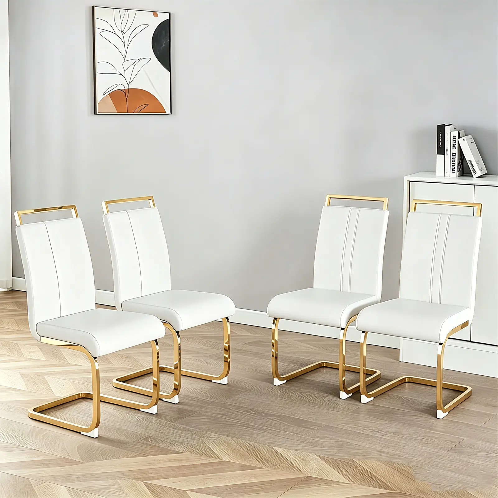 Modern Faux Leather Dining Chairs Set of 2/4/6,PU Faux Leather High Back Upholstered Side Chair&C-shaped Tube Plating Metal Legs,Ergonomic dining chair and comfortable dining chair,For Dining Room Kitchen,Living Room,Vanity,Offices