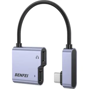 BENFEI USB C Splitter 1 in 2 Out Dual USB C Audio Jack Adapter with 60W Fast Charging, Type C Audio Headphone Compatible with iPhone 16/16 Pro/Pro Max, Samsung Galaxy S25/S24/S23 iPad Pro, Pixel 9